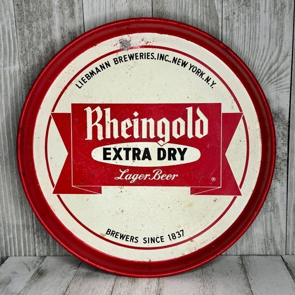 Vintage Rheingold Extra Dry Lager Beer Tray Metal Liebman Breweries NY